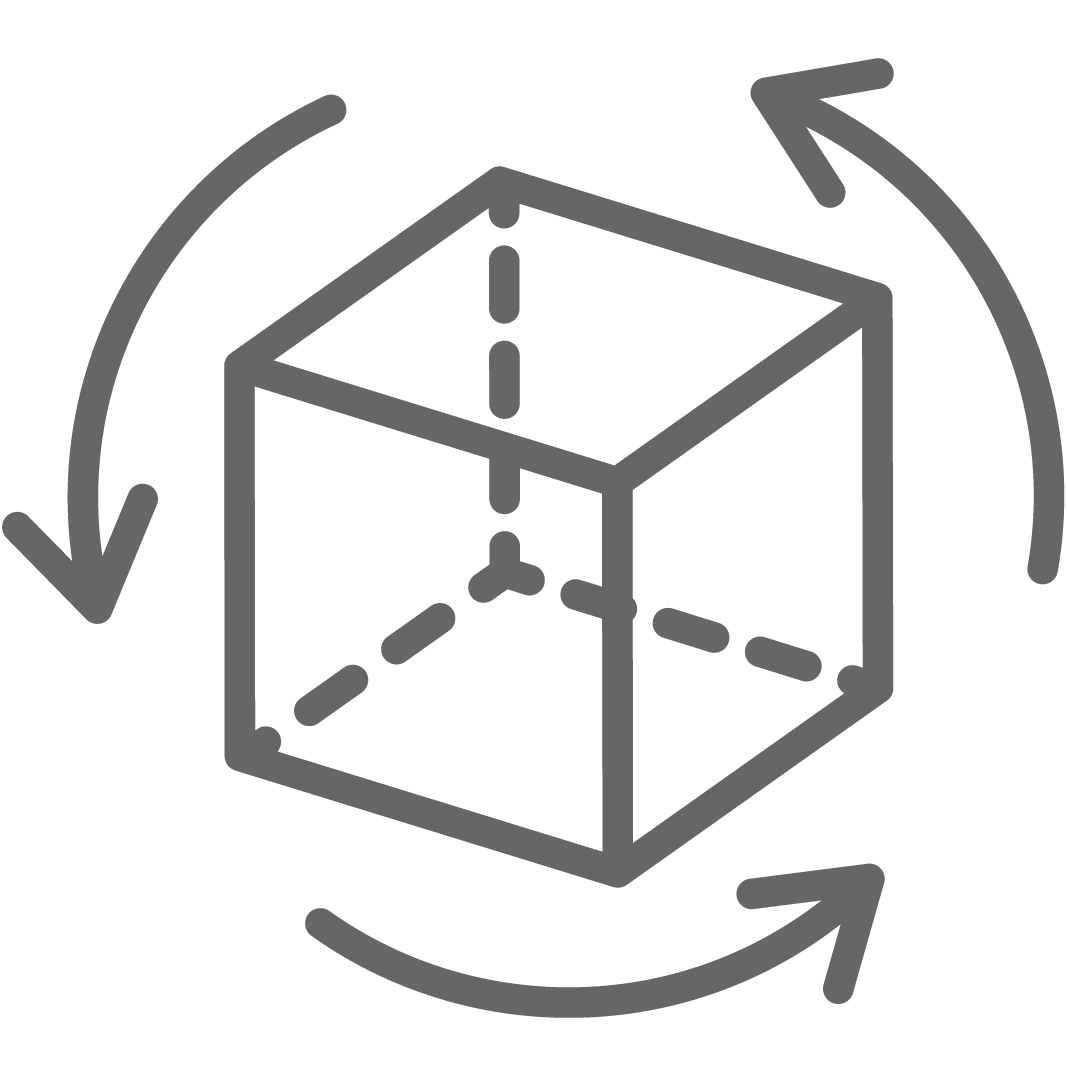 icon of cube with arrows around it